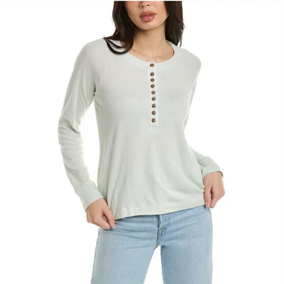 Faherty | Cloud Henley T-shirt Button Front Popover Top Pima Cotton Size L - Picture 13 of 13